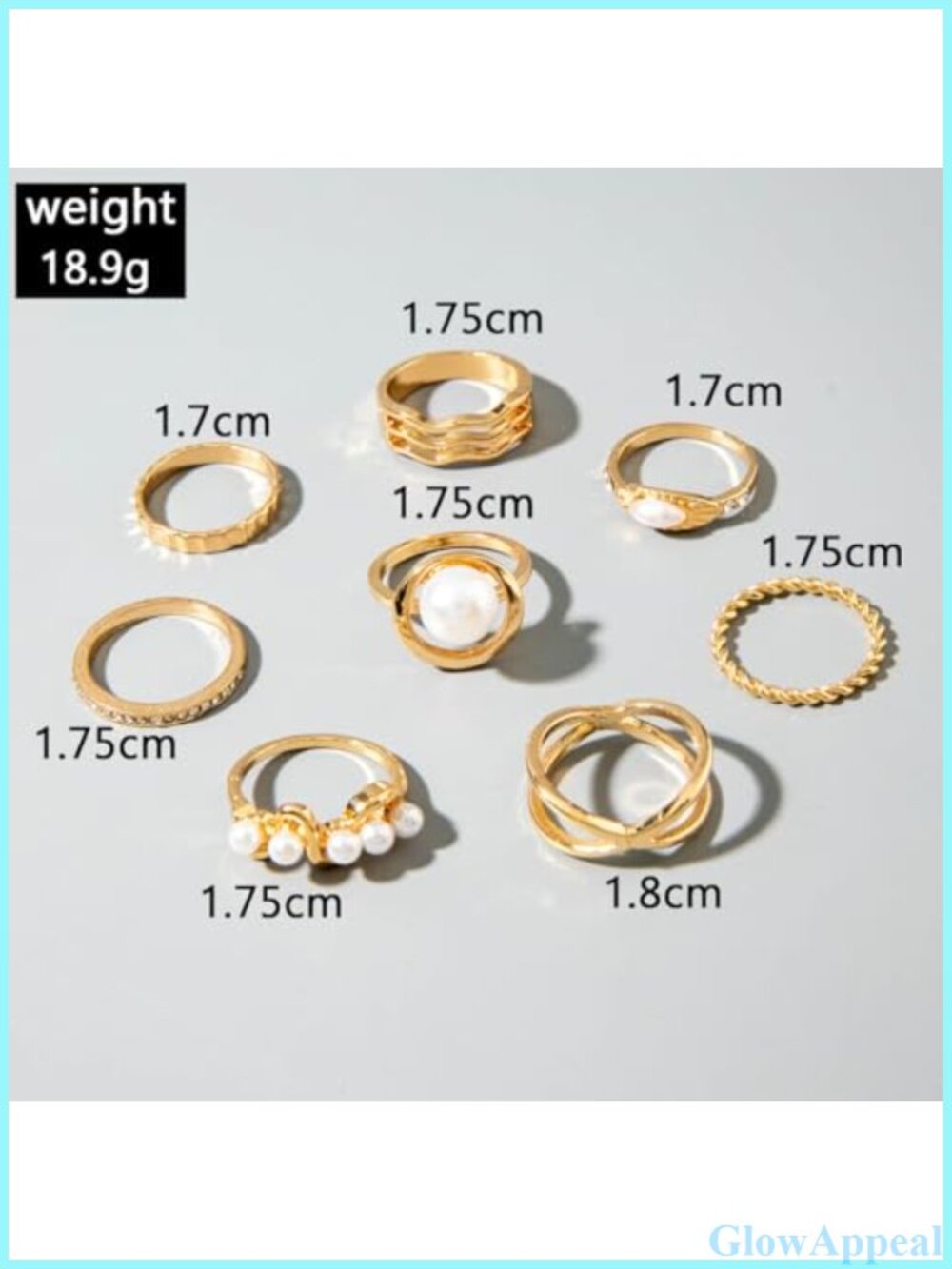 Gold Pearl Stackable Rings Rhinestone Flower Adjustable Jewelry Gift - Picture 2 of 4